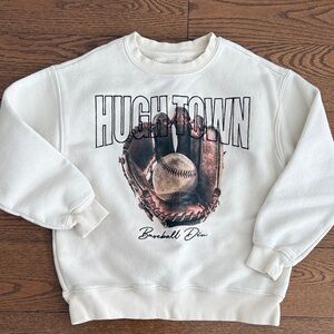 Zara White Baseball Graphic Kids Sweatshirt